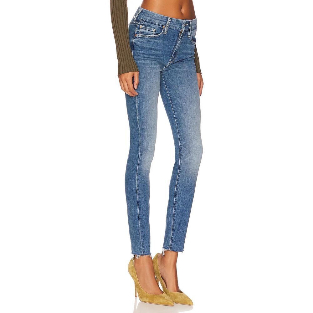 MOTHER Jeans Women 24 Blue Denim The Looker Ankle Fray in‎ Healing Jar USA Made